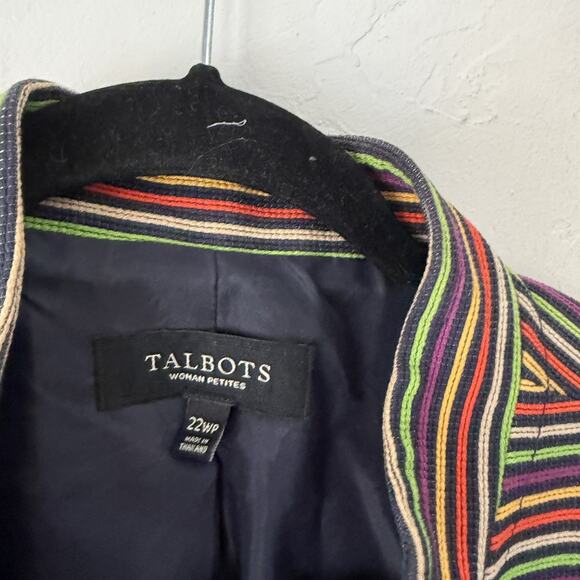 Talbots Blazer Womens 22WP Striped Two Button Lined Cotton Blend Jacket Plus Siz - Picture 5 of 12